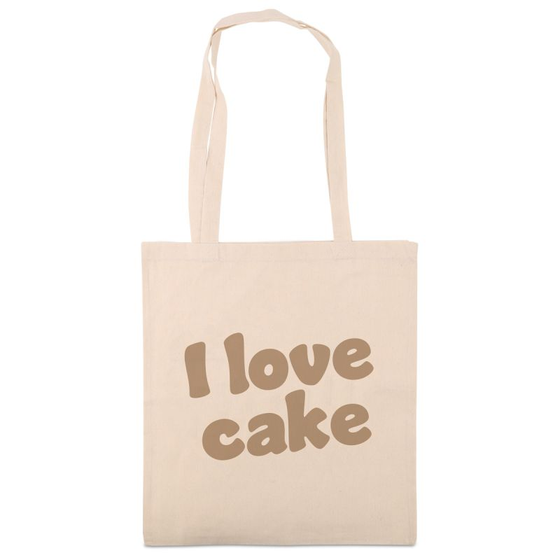 Katoenen tassen – I love cake – 120 g naturel katoen, 38×42 cm