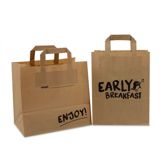 Papieren take-away tassen – Early breakfast – 70 g bruin kraftpapier