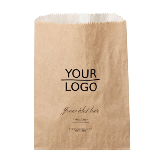 Papieren zakjes bedrukken – kraft bruin – Papier, 10×16 cm / 14×19 cm / 15×22 cm