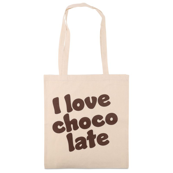 Katoenen tassen – I love chocolate – 120 g naturel katoen, 38×42 cm