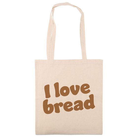 Katoenen tassen – I love bread – 120 g naturel katoen, 38×42 cm