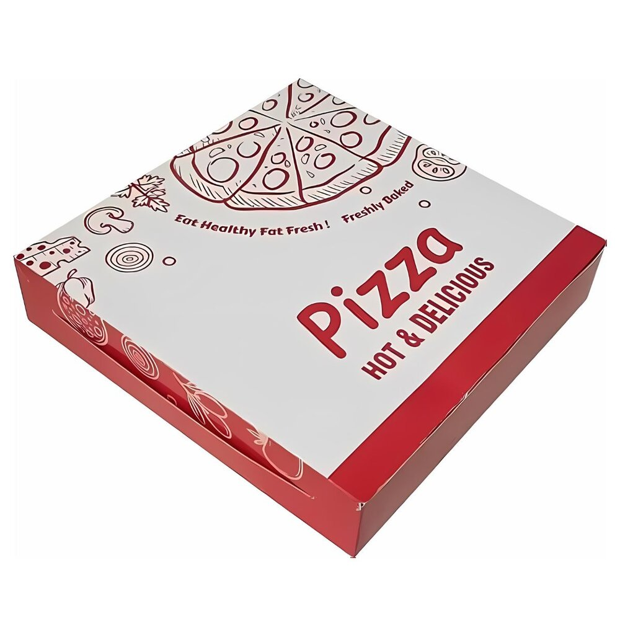 Pizzadozen bedrukt met logo – 2 kleuren opdruk – Golfkarton